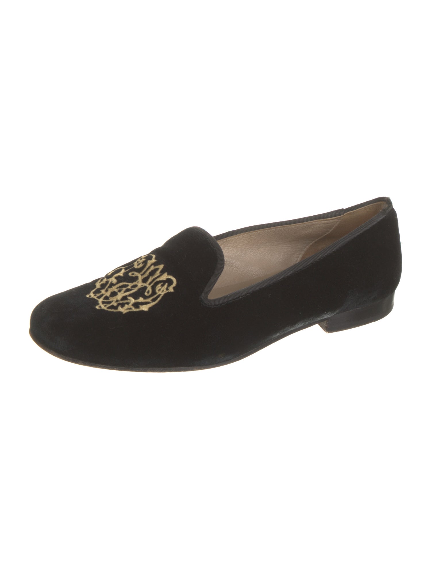 Stubbs & Wootton Velvet Embroidered Accent Loafers