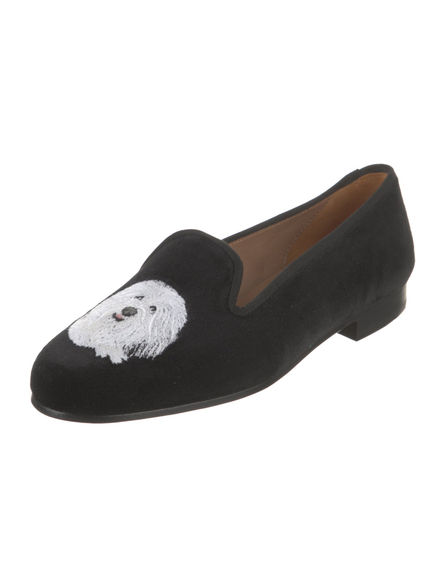 Stubbs & Wootton Velvet Embroidered Accent Loafers
