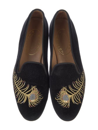 Stubbs & Wootton Velvet Graphic Print Loafers