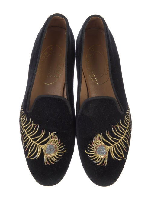 Stubbs & Wootton Velvet Graphic Print Loafers