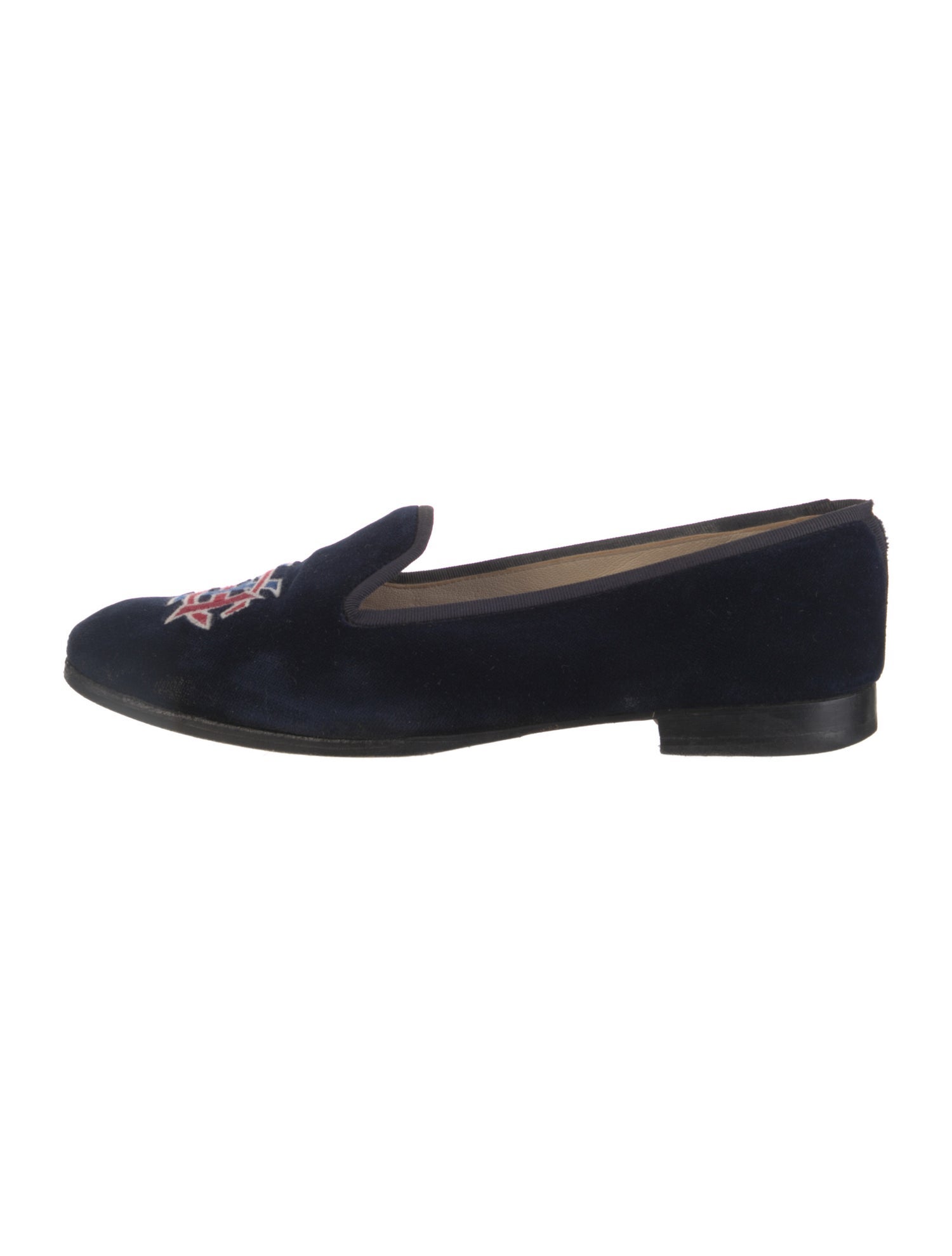 Stubbs & Wootton Velvet Embroidered Accent Loafers