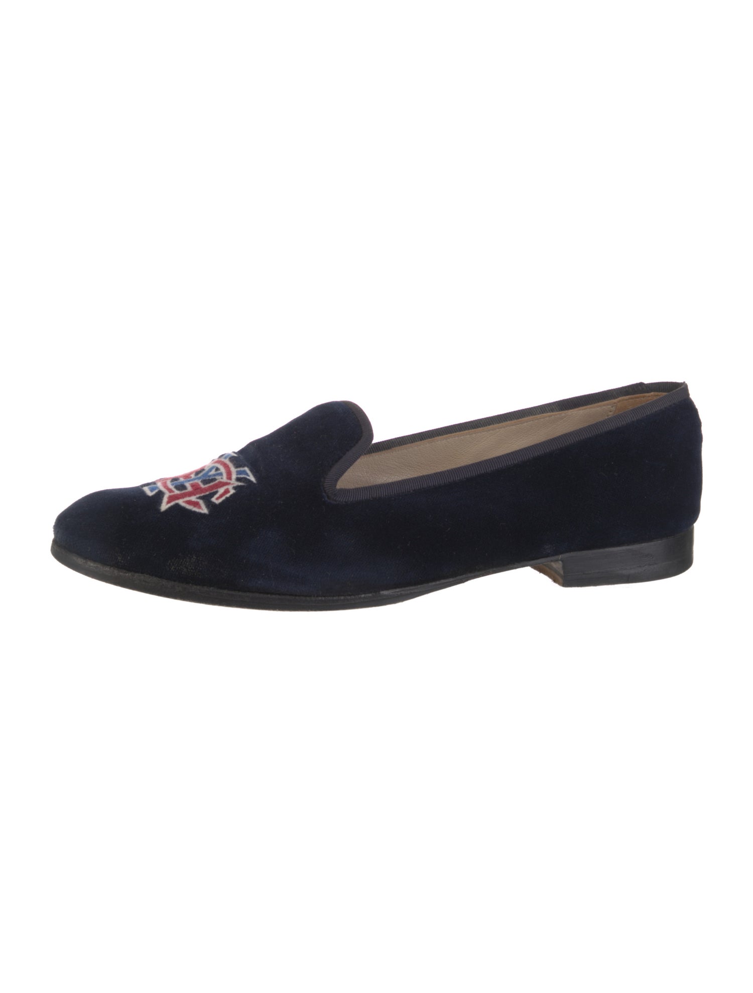 Stubbs & Wootton Velvet Embroidered Accent Loafers