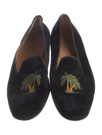 Stubbs & Wootton Velvet Graphic Print Loafers