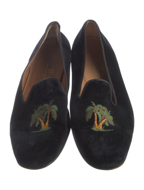 Stubbs & Wootton Velvet Graphic Print Loafers