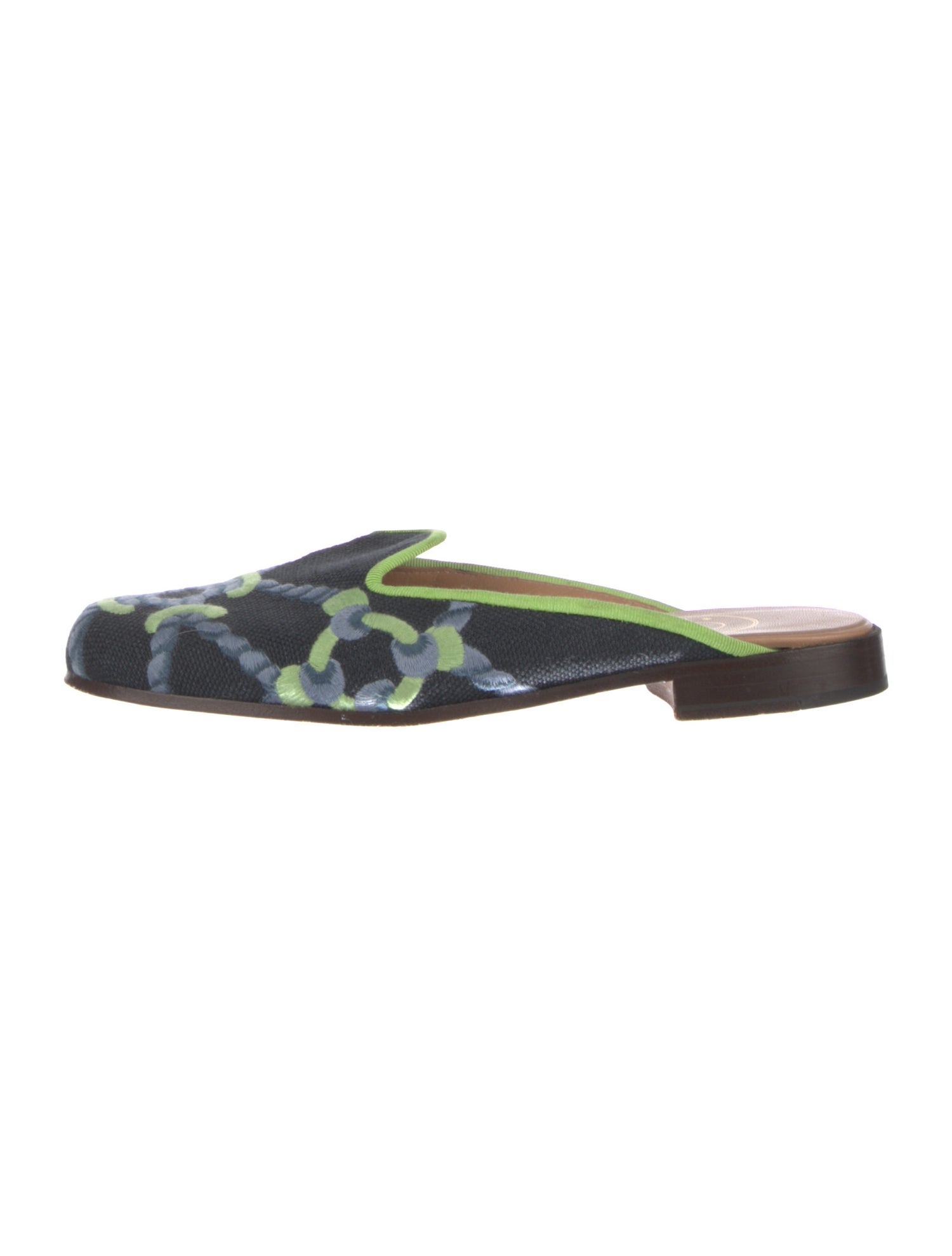 Stubbs & Wootton Printed Grosgrain Trim Mules