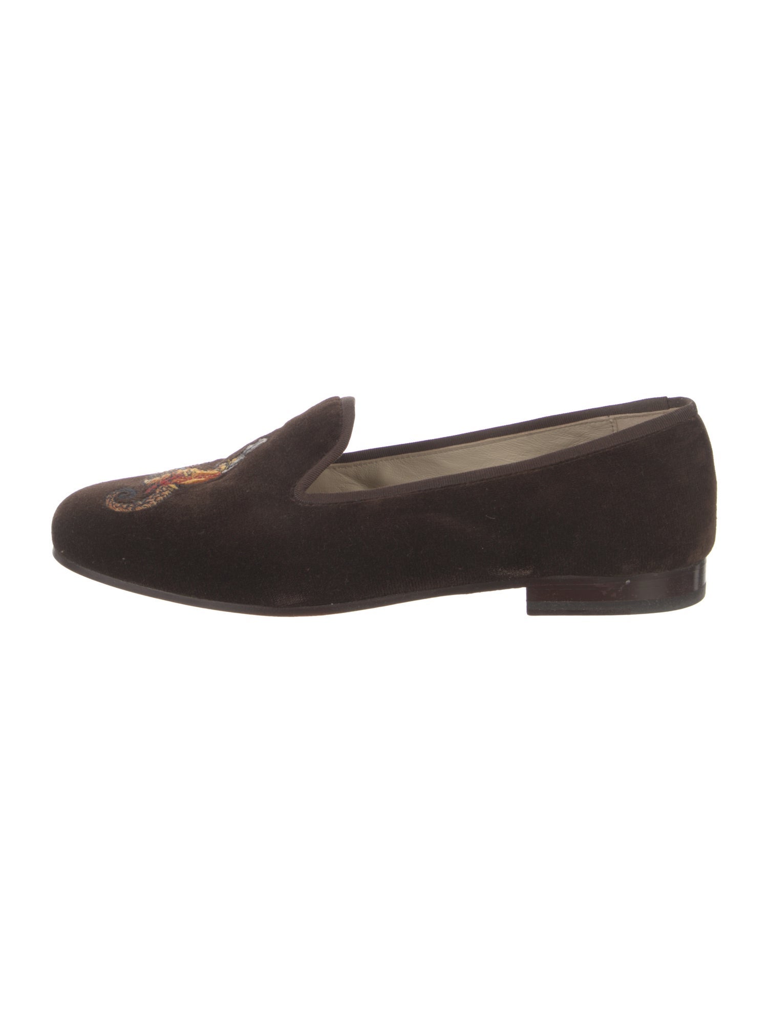 Stubbs & Wootton Velvet Embroidered Accent Loafers