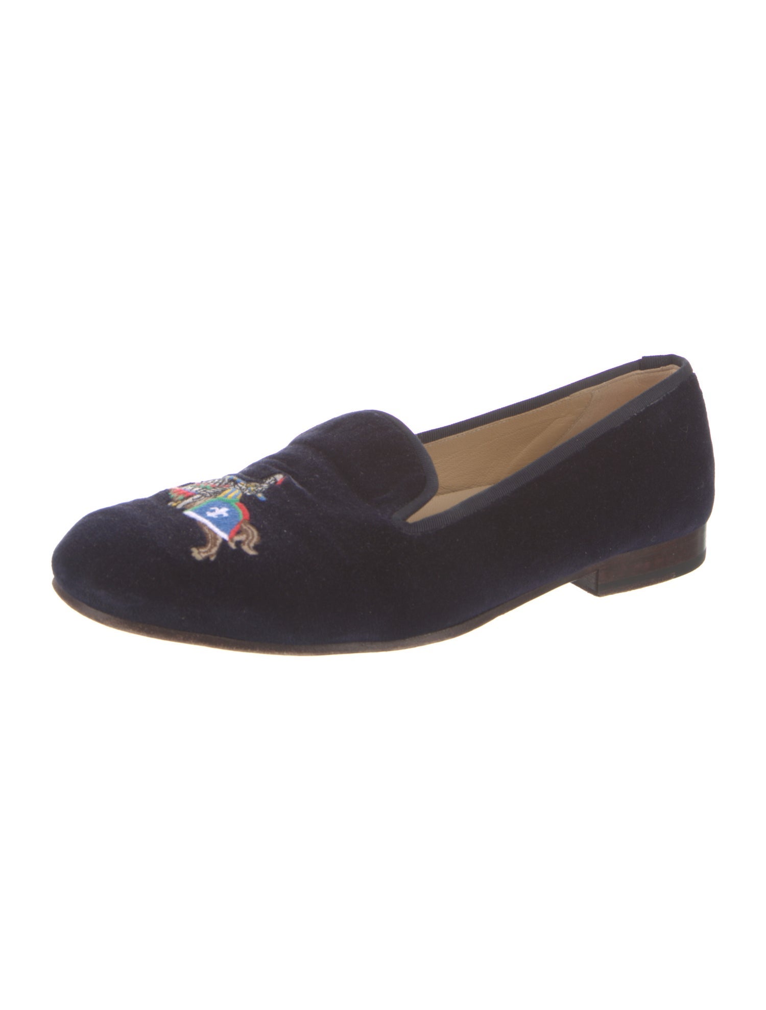 Stubbs & Wootton Velvet Embroidered Accent Loafers