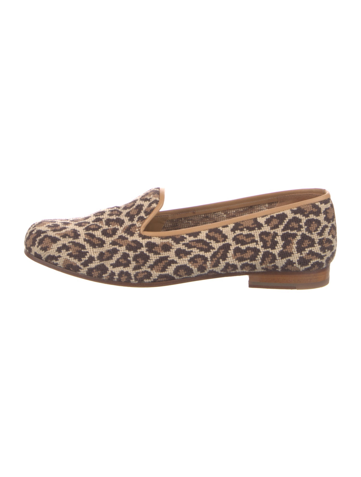 Stubbs & Wootton Animal Print Leather Trim Embellishment Loafers