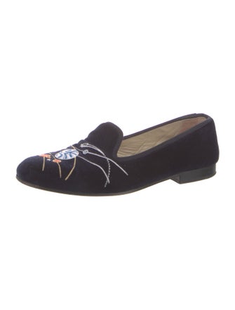 Stubbs & Wootton Velvet Embroidered Accent Loafers