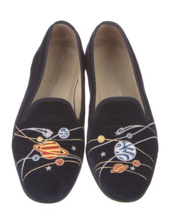 Stubbs & Wootton Velvet Embroidered Accent Loafers
