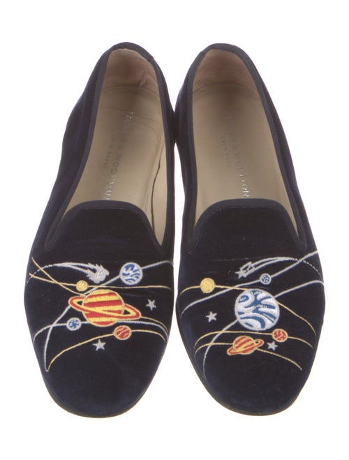 Stubbs & Wootton Velvet Embroidered Accent Loafers