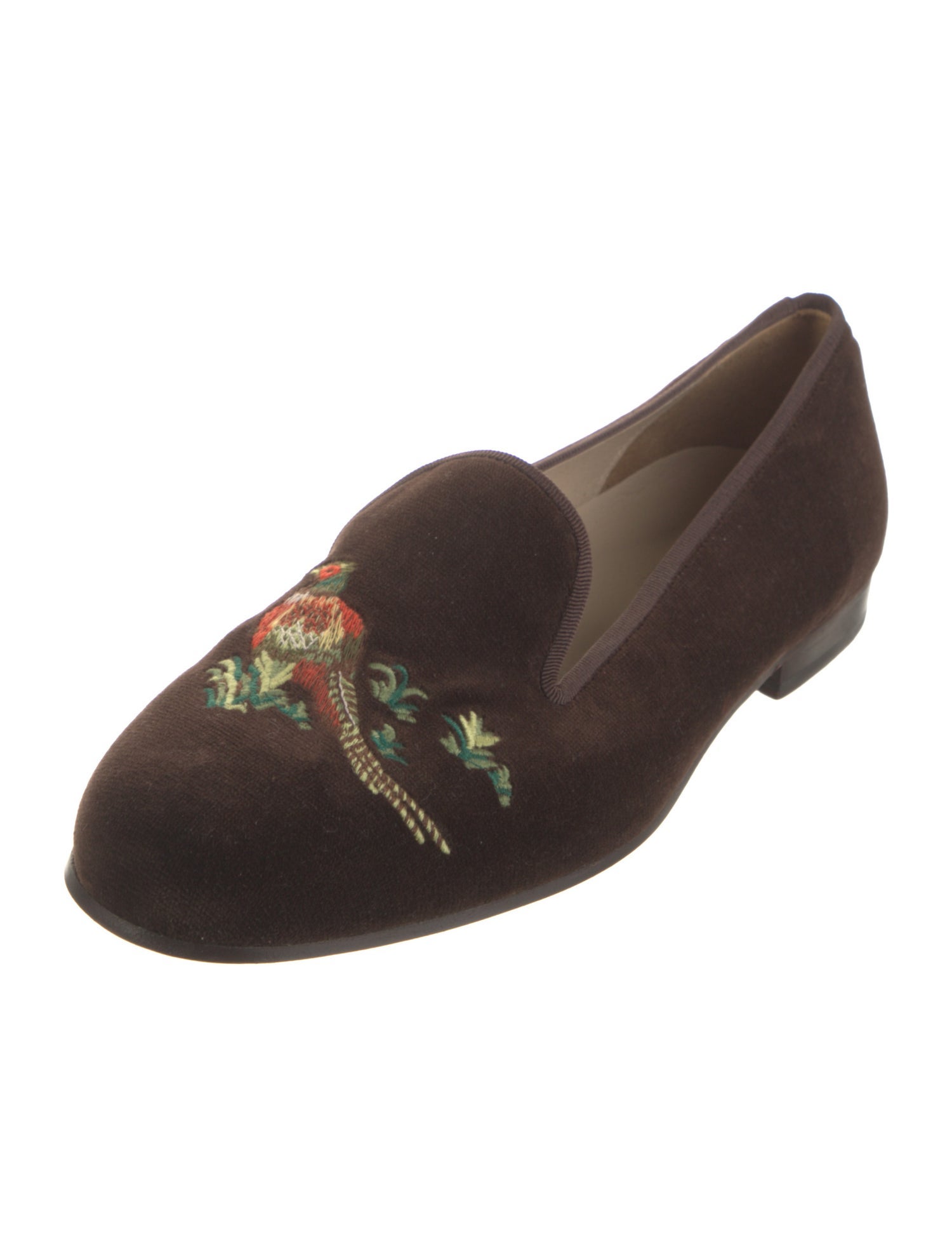 Stubbs & Wootton Velvet Embroidered Accent Loafers