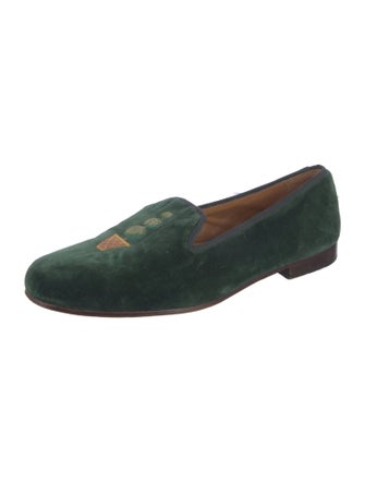 Stubbs & Wootton Velvet Graphic Print Loafers