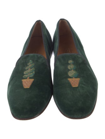Stubbs & Wootton Velvet Graphic Print Loafers