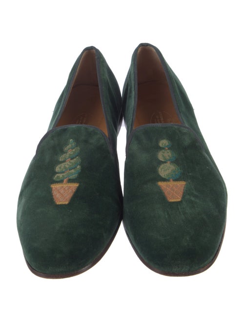 Stubbs & Wootton Velvet Graphic Print Loafers