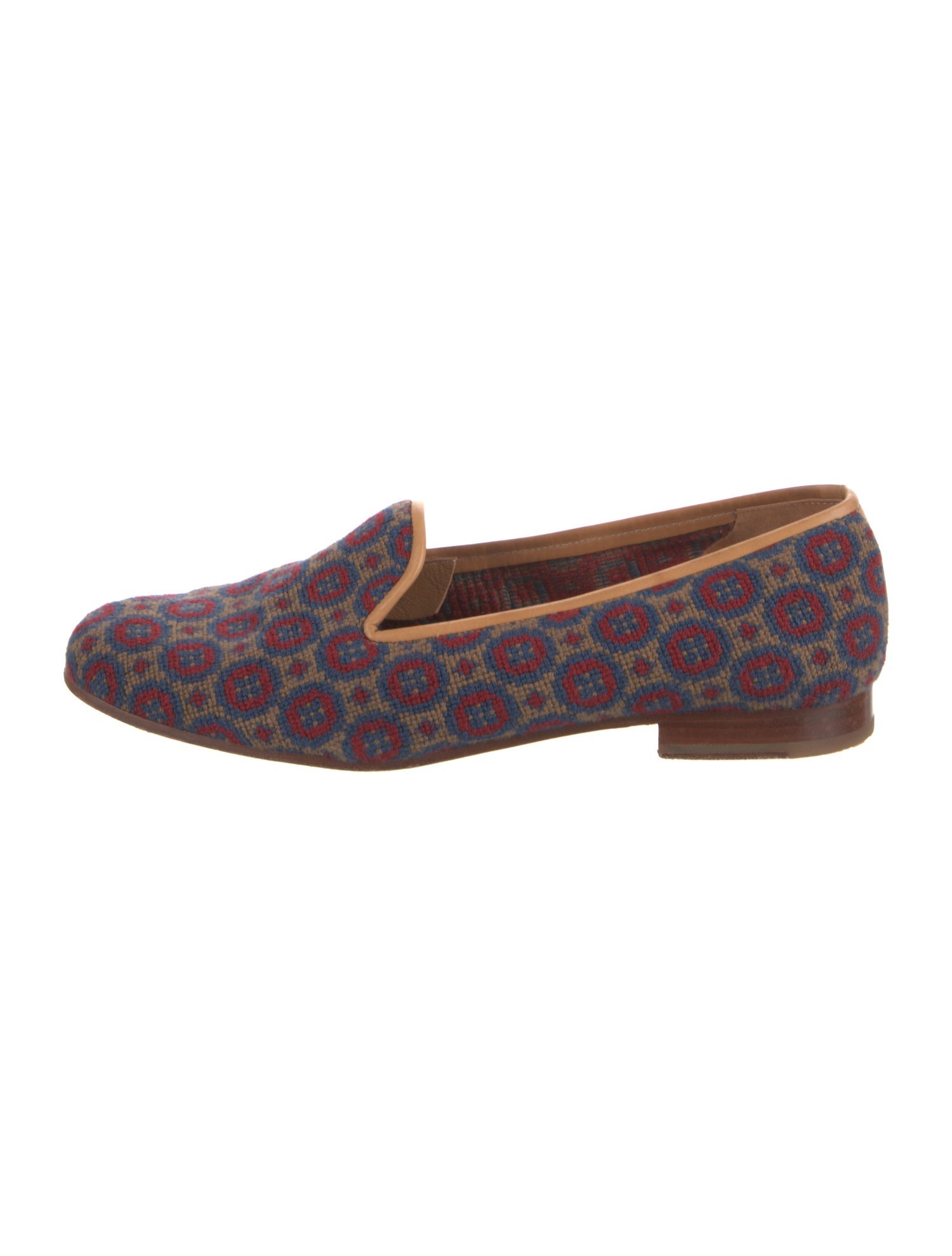 Stubbs & Wootton Printed Leather Trim Embellishment Loafers