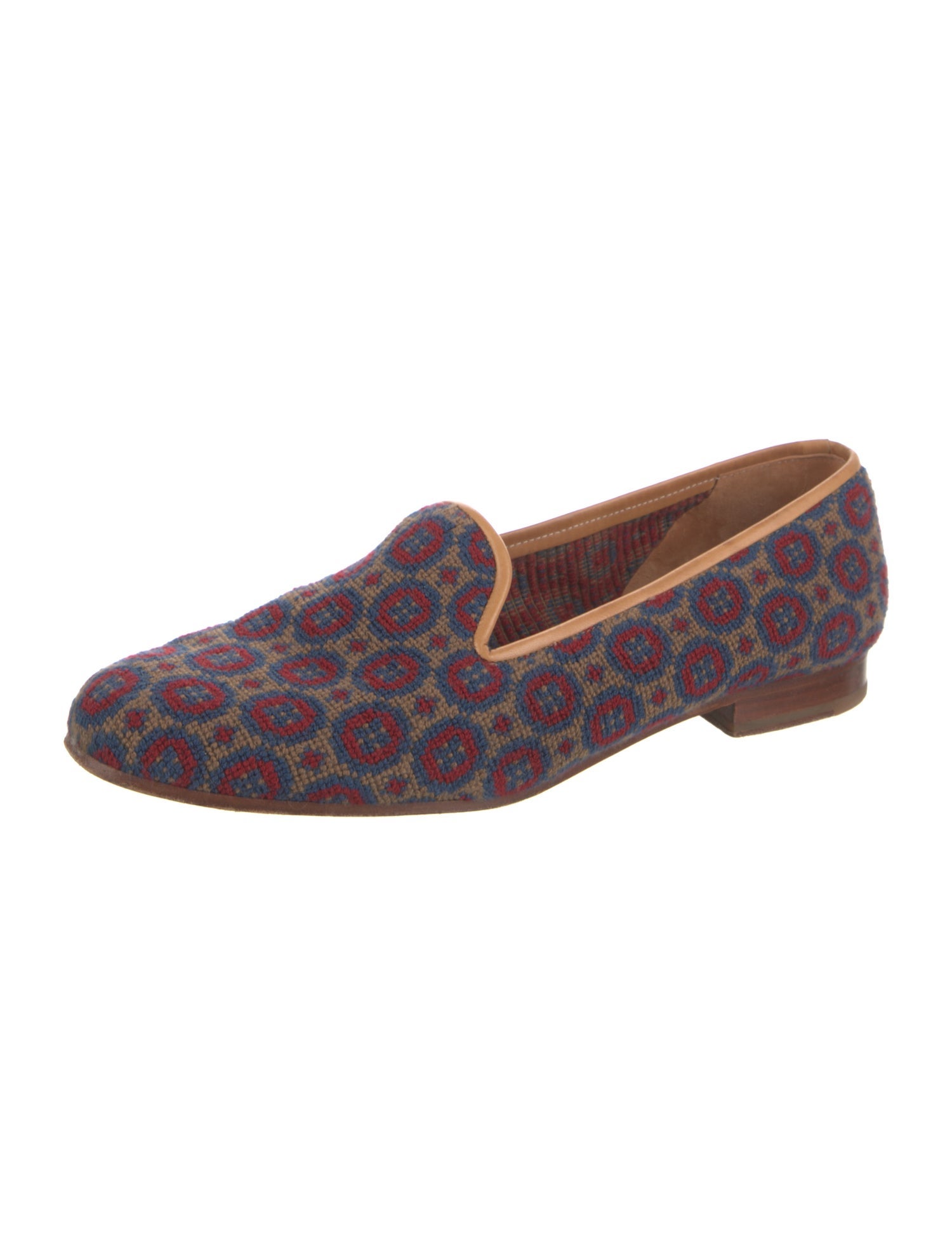Stubbs & Wootton Printed Leather Trim Embellishment Loafers