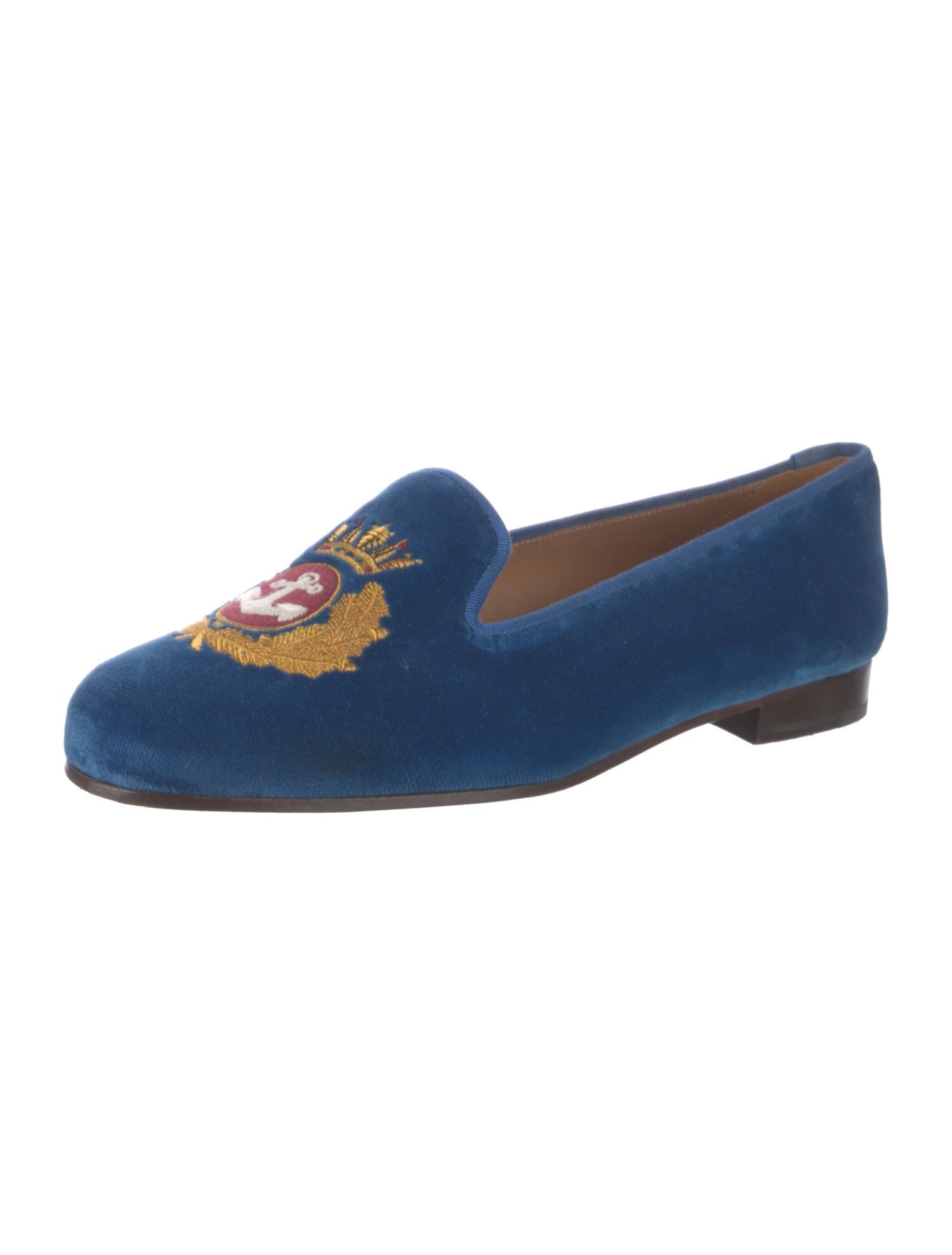 Stubbs & Wootton Velvet Embroidered Accent Loafers