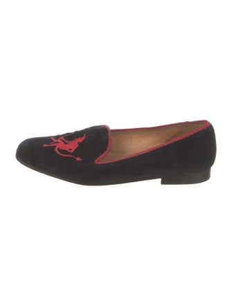 Stubbs & Wootton Velvet Embroidered Accent Loafers