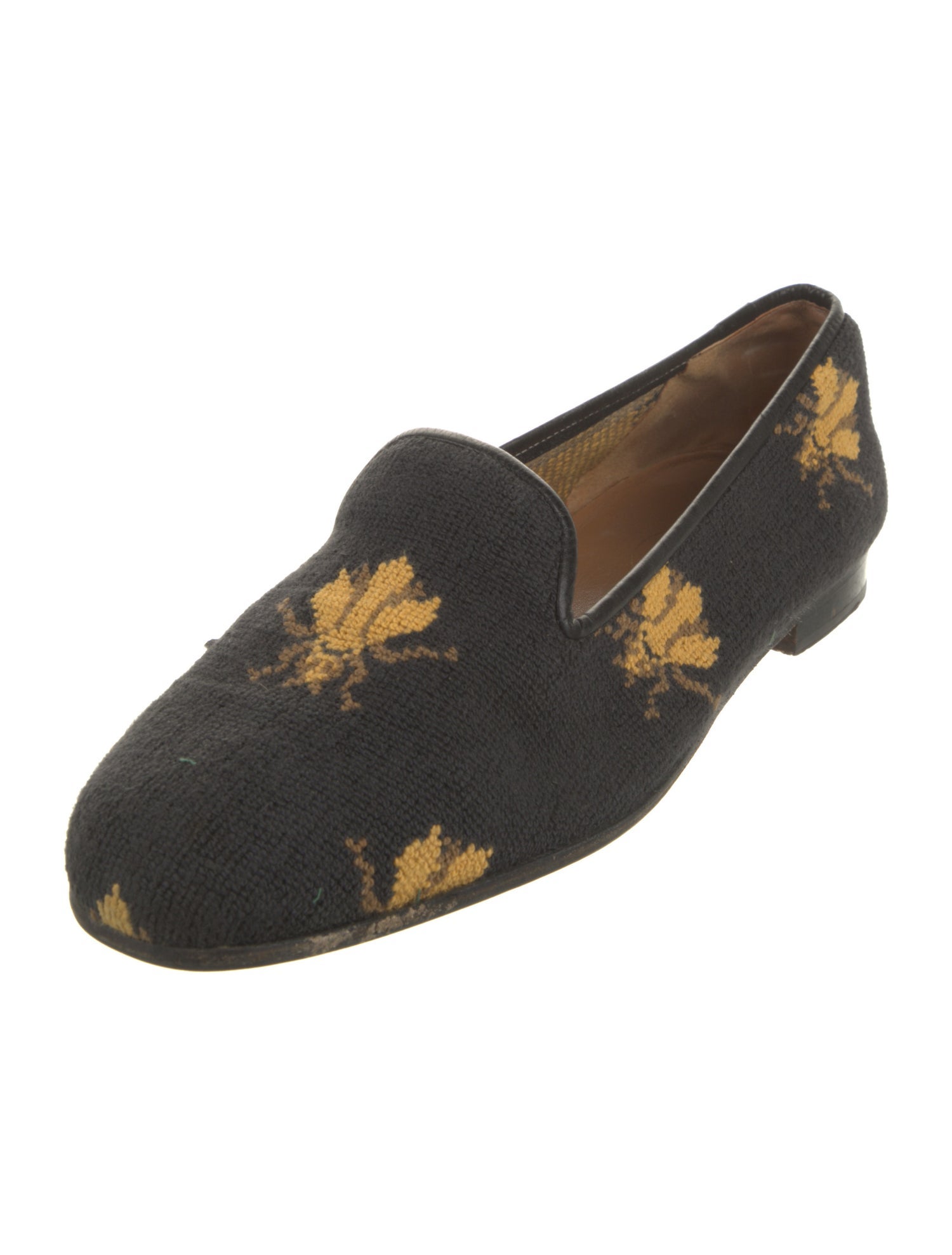 Stubbs & Wootton Printed Leather Trim Embellishment Loafers