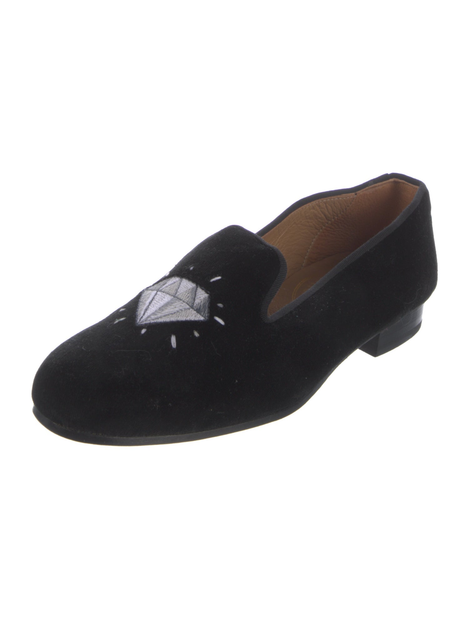 Stubbs & Wootton Velvet Embroidered Accent Loafers