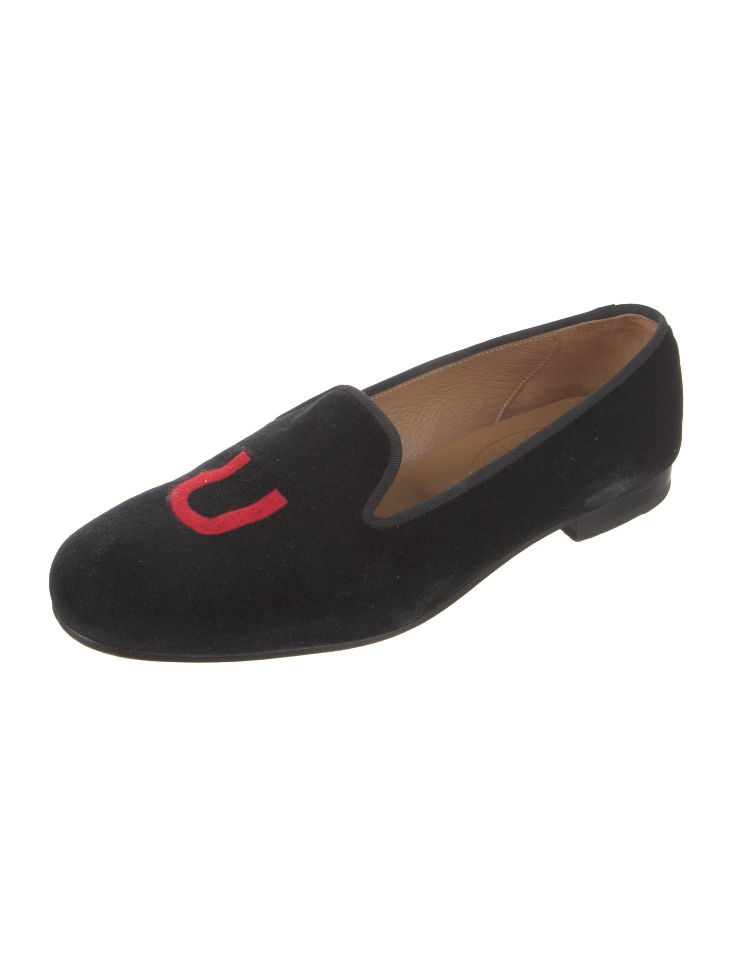 Stubbs & Wootton Velvet Embroidered Accent Loafers