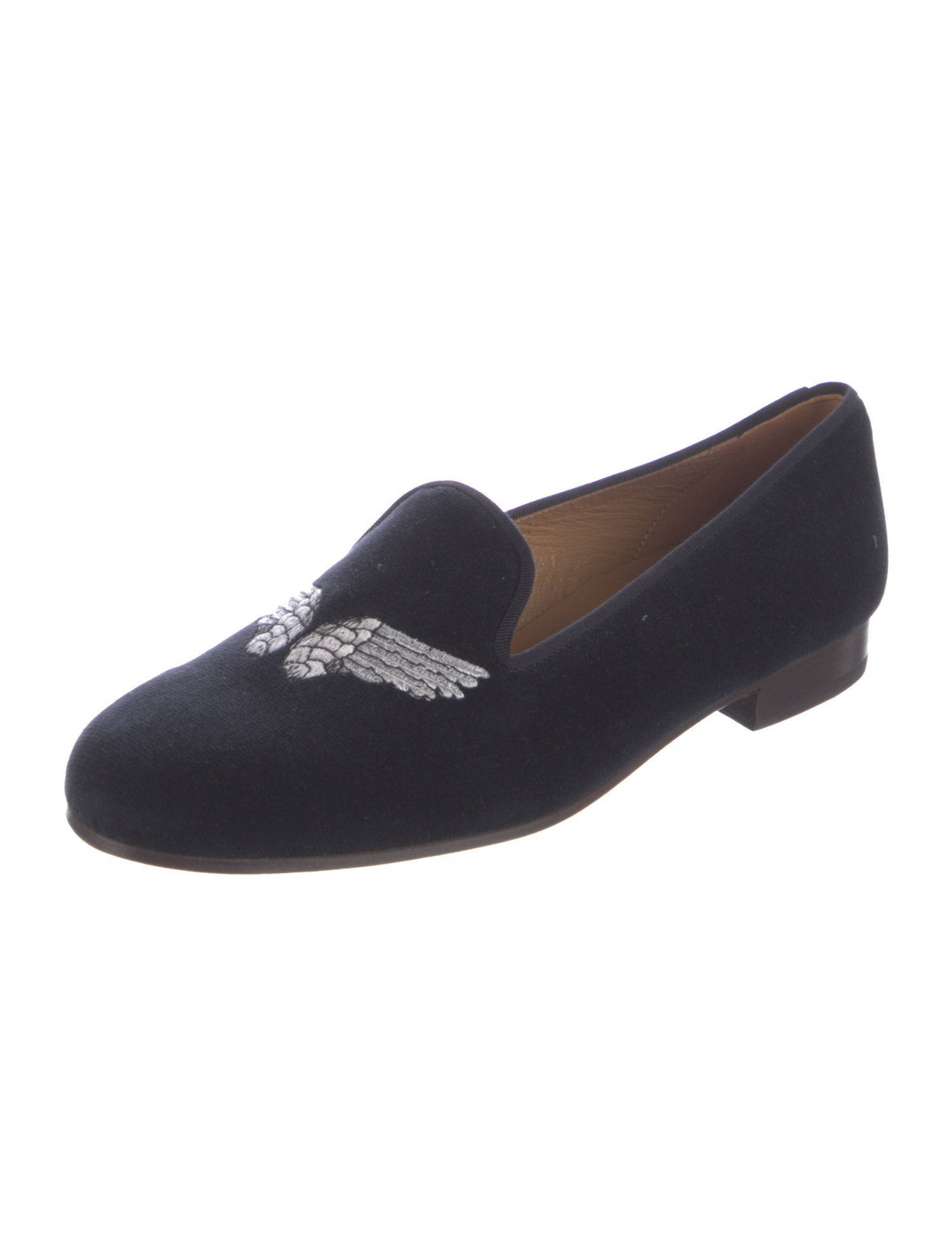 Stubbs & Wootton Velvet Embroidered Accent Loafers
