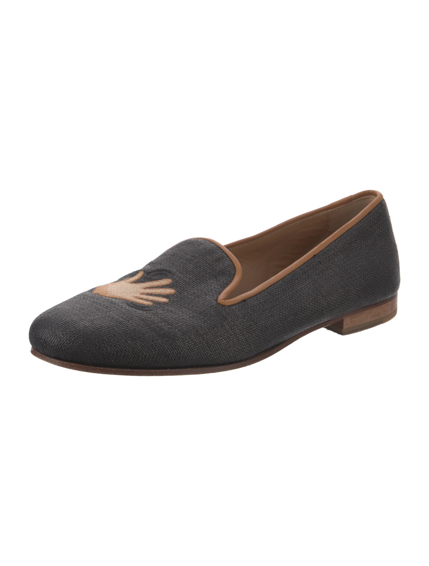 Stubbs & Wootton Canvas Embroidered Accent Loafers
