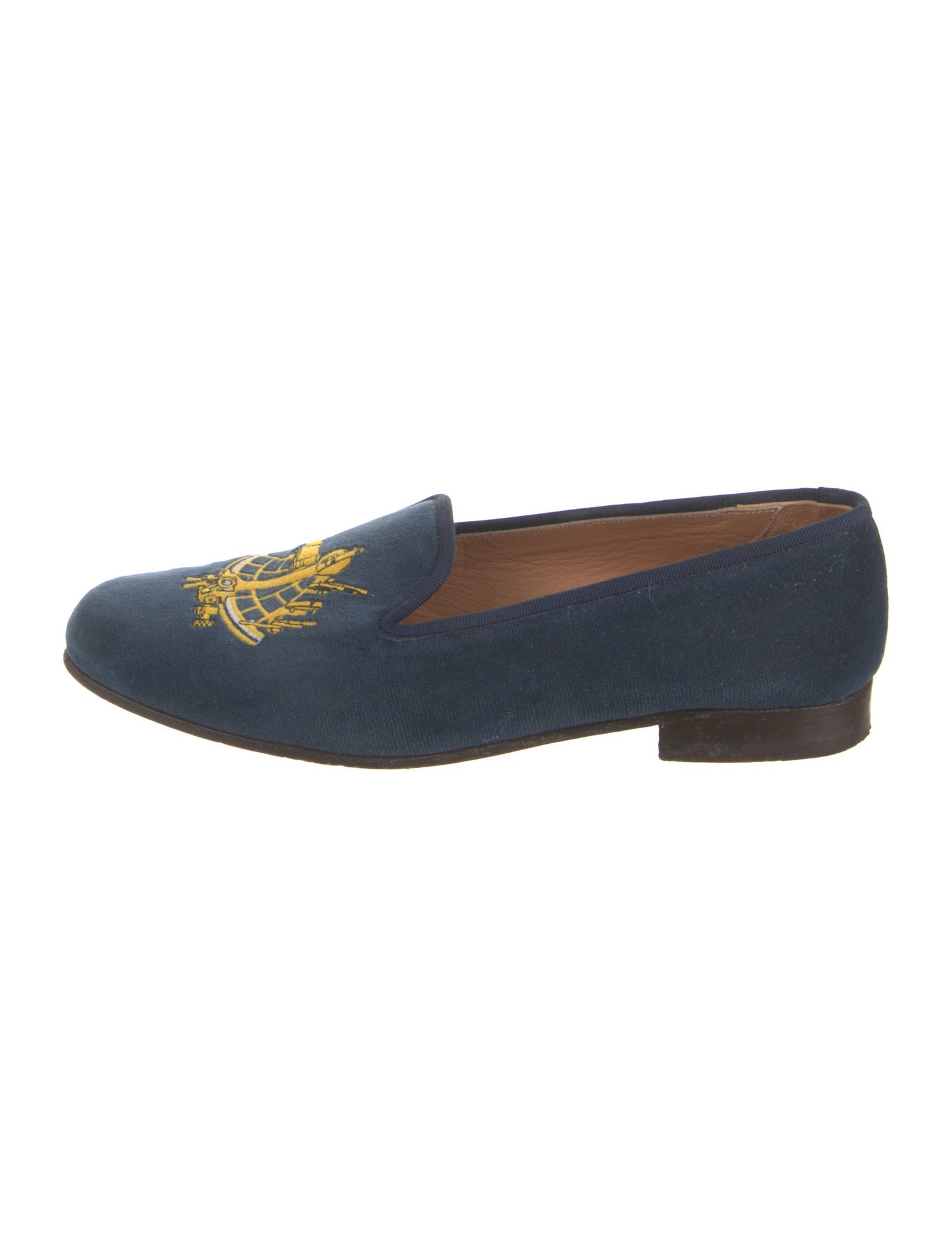 Stubbs & Wootton Velvet Graphic Print Loafers
