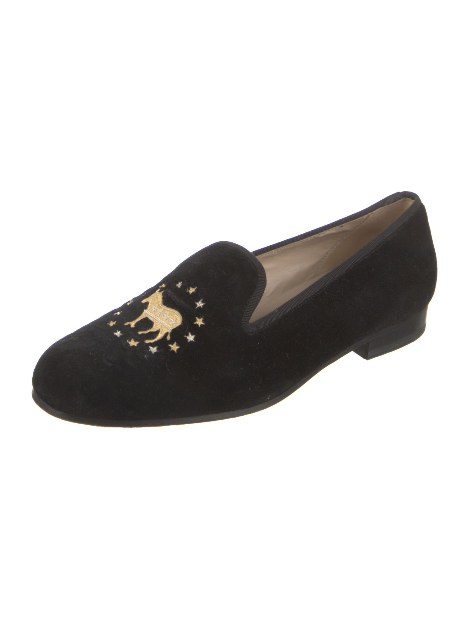 Stubbs & Wootton Velvet Embroidered Accent Loafers