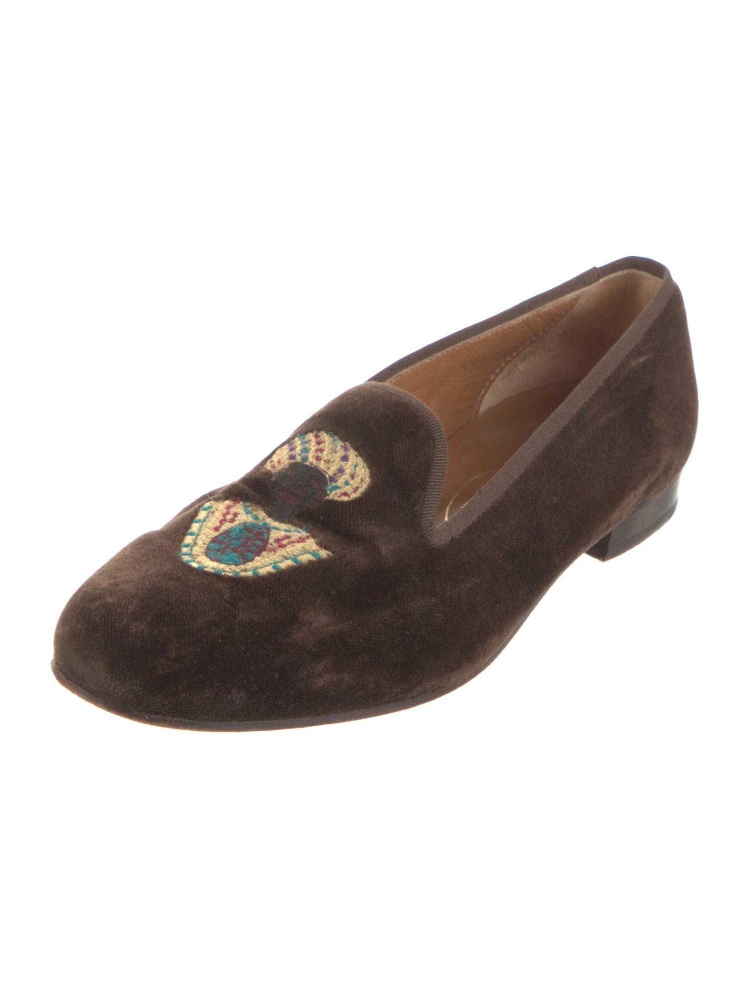 Stubbs & Wootton Velvet Graphic Print Loafers