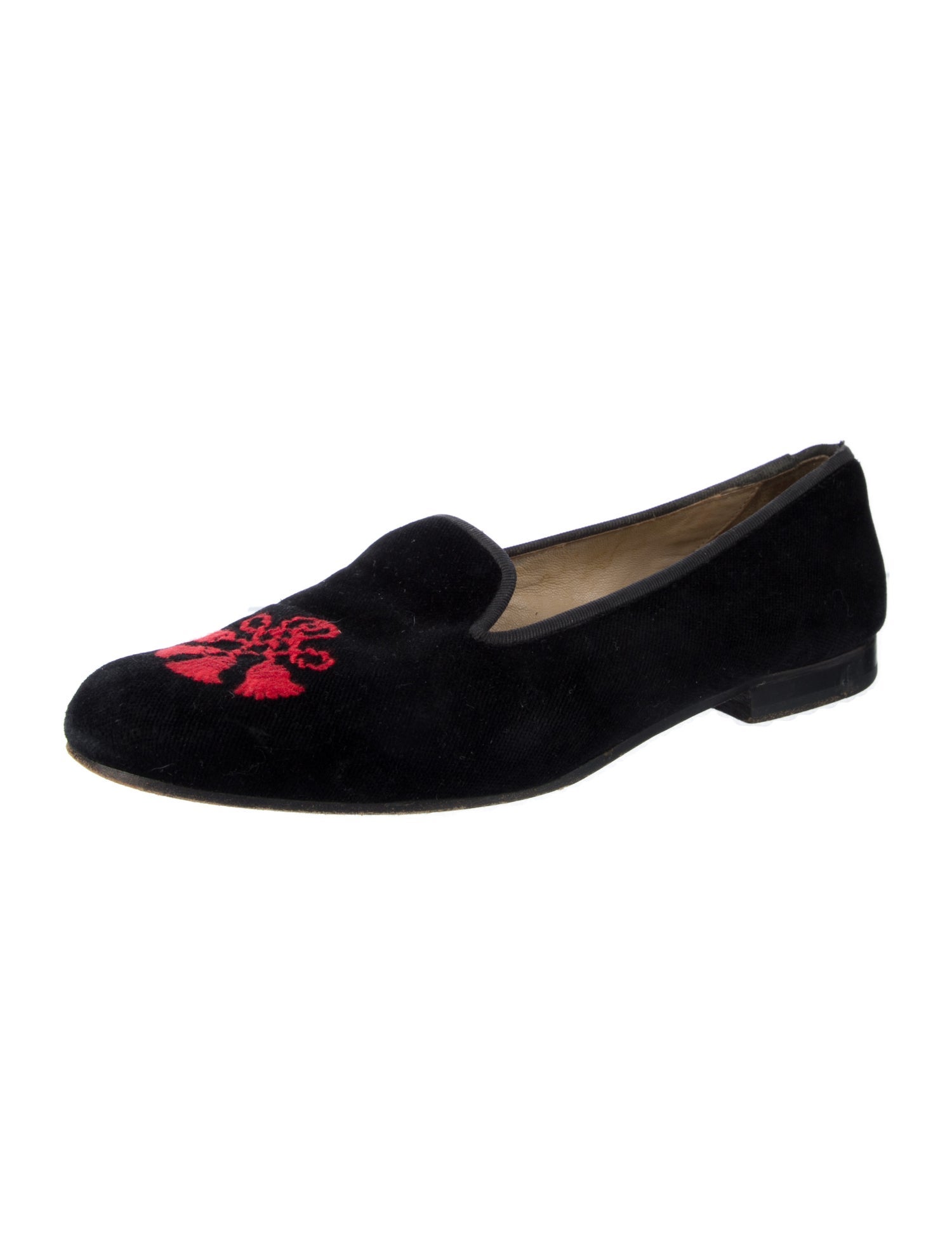 Stubbs & Wootton Velvet Embroidered Accent Loafers