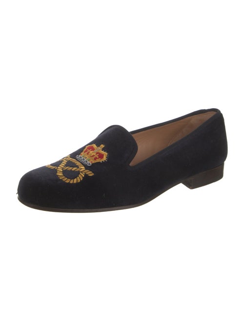 Stubbs & Wootton Velvet Embroidered Accent Loafers