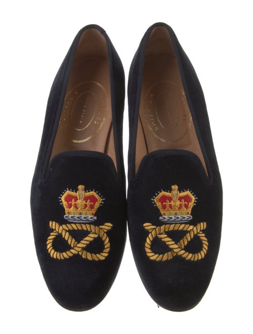 Stubbs & Wootton Velvet Embroidered Accent Loafers