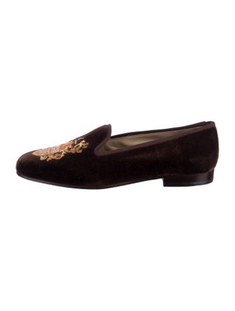 Stubbs & Wootton Velvet Embroidered Accent Loafers