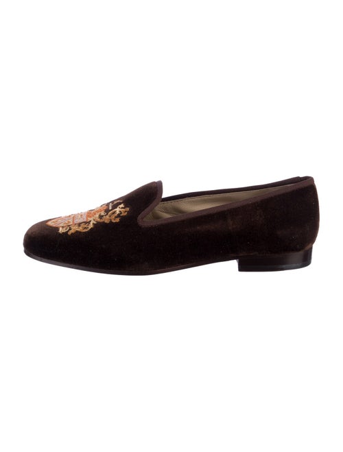 Stubbs & Wootton Velvet Embroidered Accent Loafers