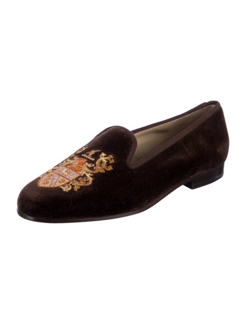 Stubbs & Wootton Velvet Embroidered Accent Loafers
