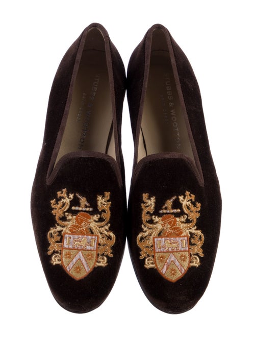 Stubbs & Wootton Velvet Embroidered Accent Loafers