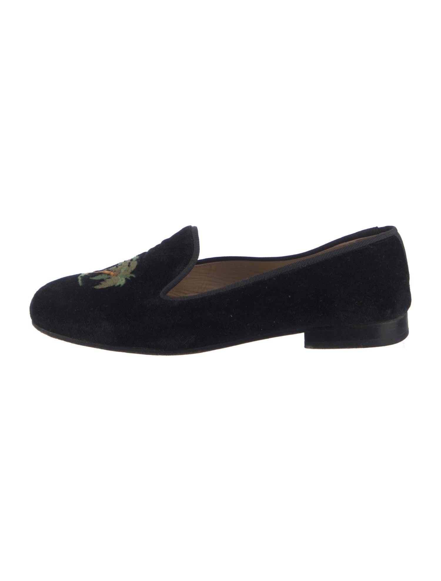 Stubbs & Wootton Velvet Embroidered Accent Loafers