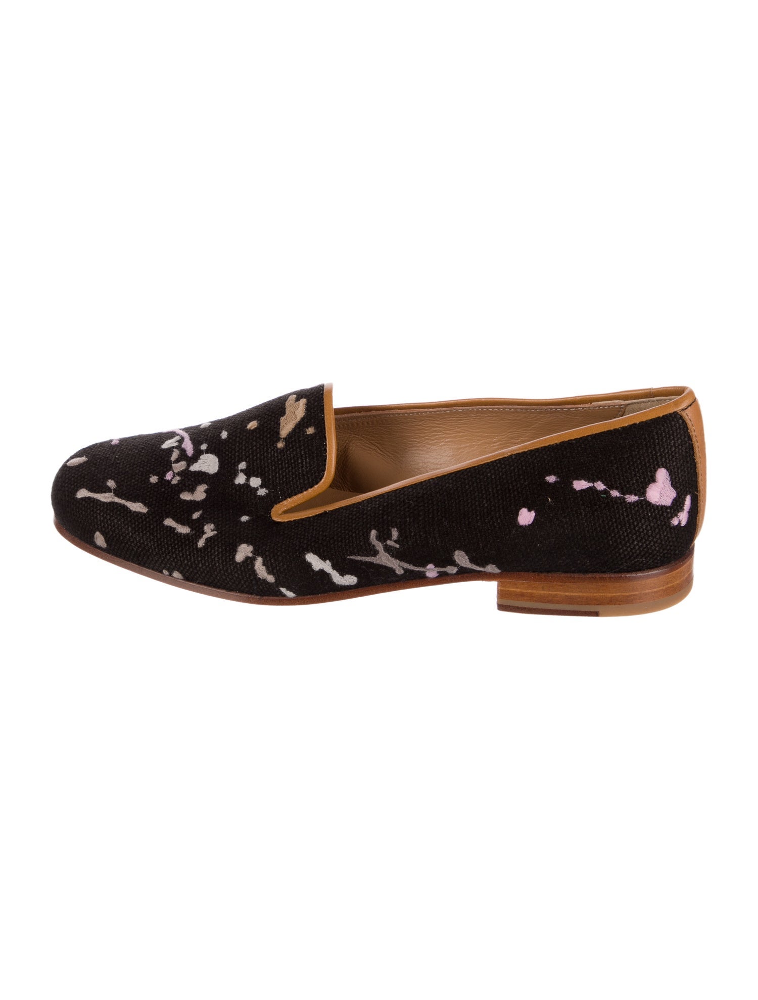 Stubbs & Wootton Printed Leather Trim Embellishment Loafers