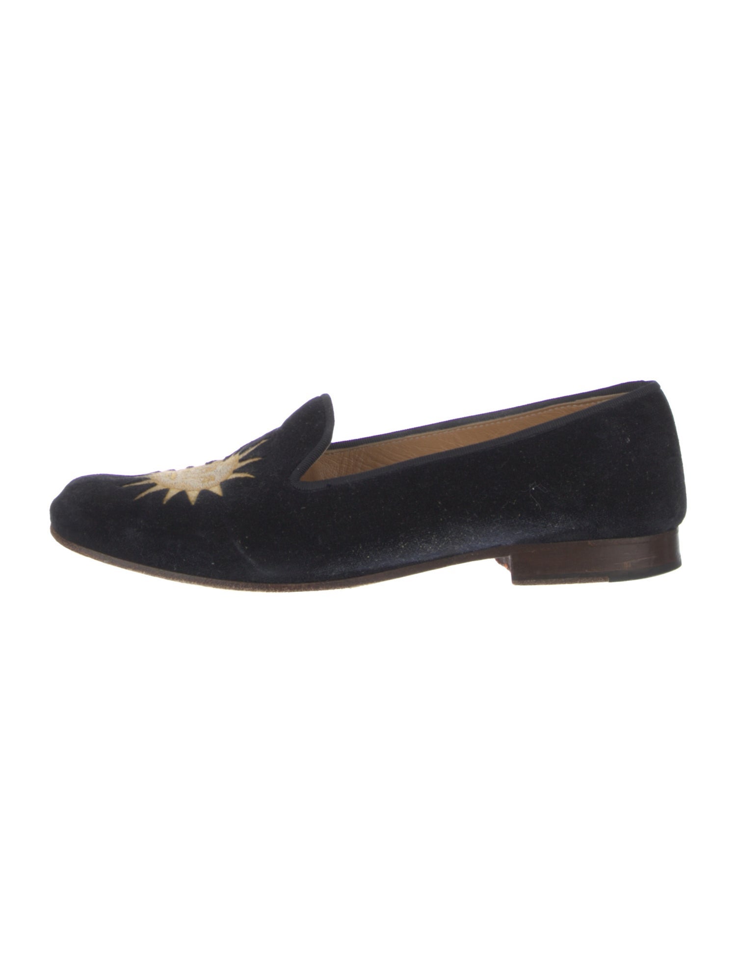 Stubbs & Wootton Velvet Embroidered Accent Loafers