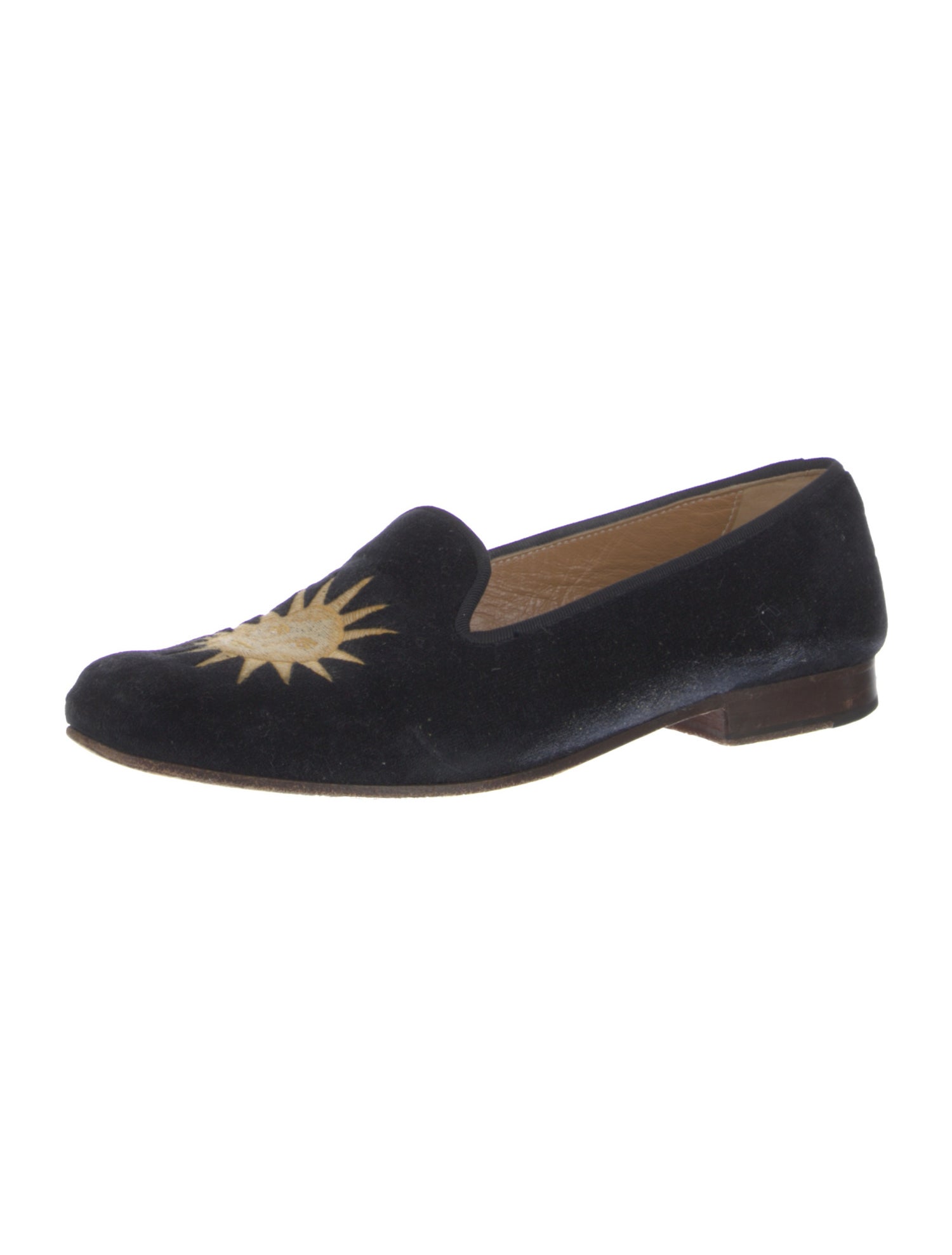 Stubbs & Wootton Velvet Embroidered Accent Loafers