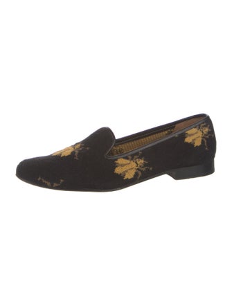 Stubbs & Wootton Printed Leather Trim Embellishment Loafers