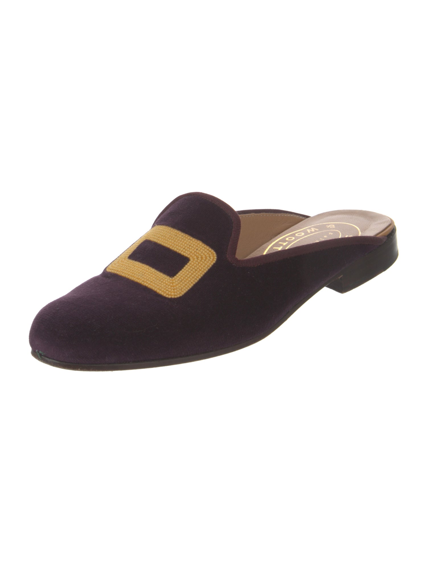 Stubbs & Wootton Velvet Graphic Print Mules