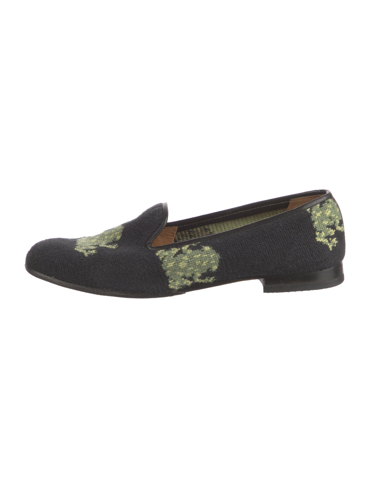 Stubbs & Wootton Printed Leather Trim Embellishment Loafers