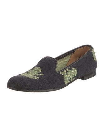 Stubbs & Wootton Printed Leather Trim Embellishment Loafers