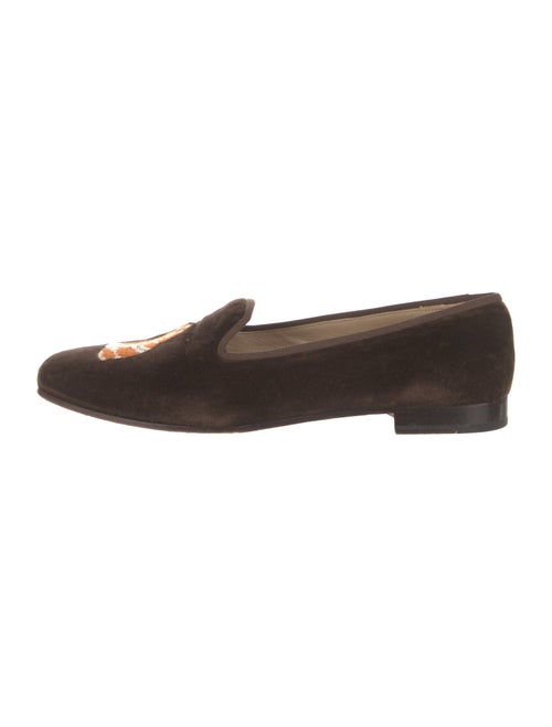 Stubbs & Wootton Velvet Embroidered Accent Loafers