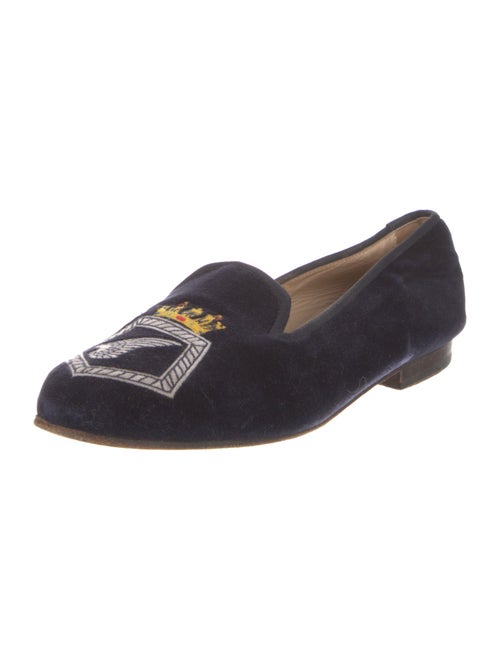 Stubbs & Wootton Velvet Embroidered Accent Loafers