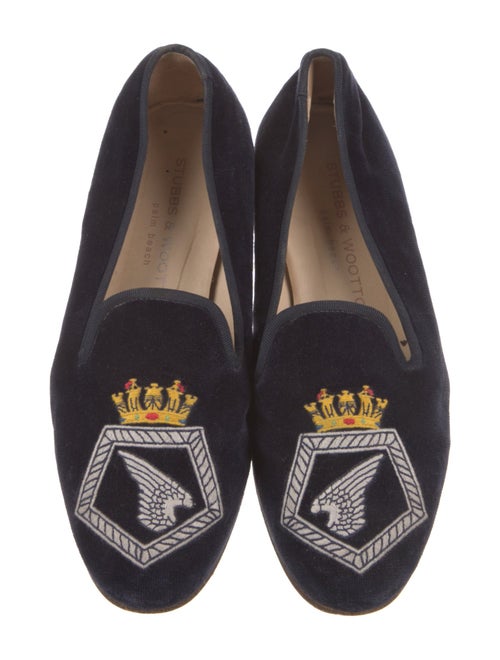 Stubbs & Wootton Velvet Embroidered Accent Loafers