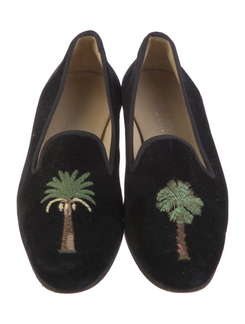 Stubbs & Wootton Velvet Embroidered Accent Loafers